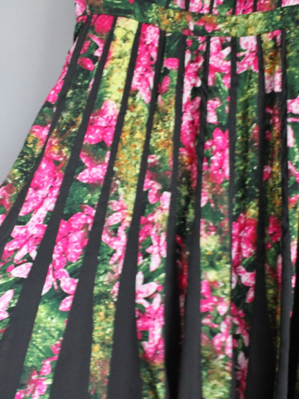 Adrianna Papell Black Pibk Pleated Fractured Floral-Print Midi Dress Size 12 - Picture 5 of 9